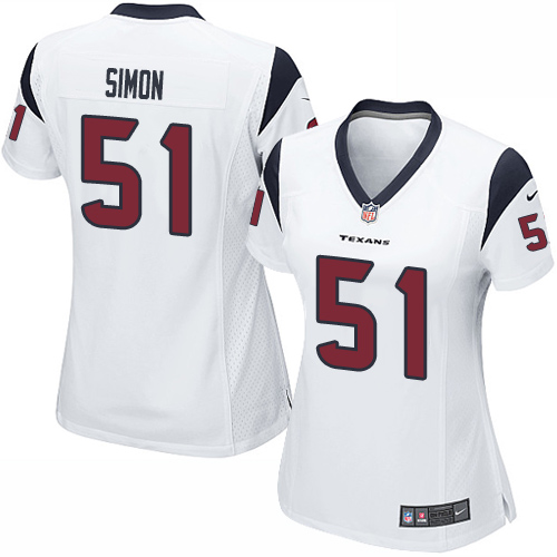 Women's Limited John Simon Nike Jersey White Road - #51 NFL Houston Texans